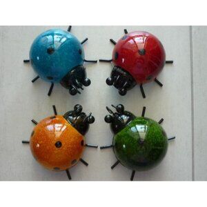 5 Metal Garden Wall Art Decorative Set of 4 Cute Ladybugs Outdoor Wall